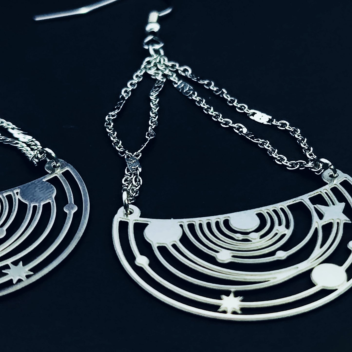 "Black Eye Galaxy" Dangle Earrings w/ Implant Grade Surgical Steel Hooks