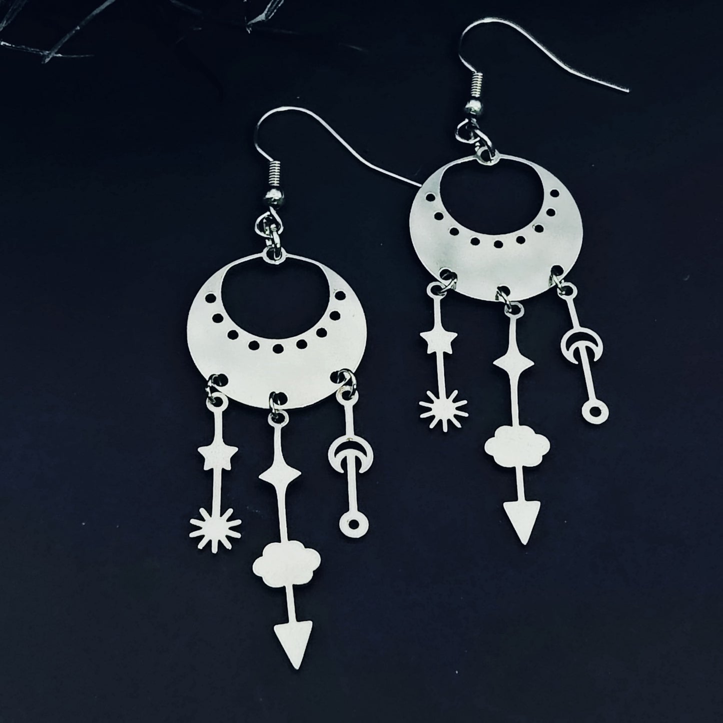 Industrial Dream Catcher Earrings w/ Implant Grade Surgical Steel Hooks