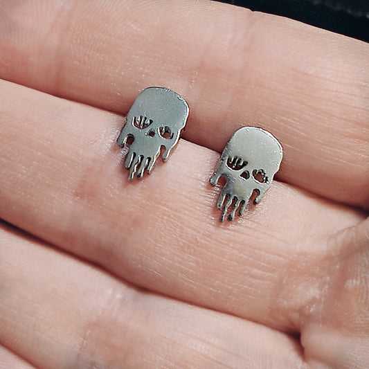 Liquid Skull Earring Studs Made w/ Implant Grade Surgical Steel