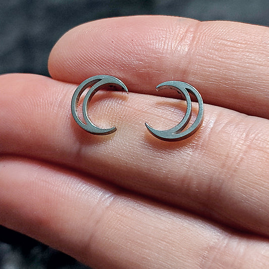 Dainty Crescent Moon Studs Made w/ Implant Grade Surgical Steel