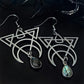 Geometric Triangle Moon Dangle Earrings in Labradorite w/ Implant Grade Surgical Steel Hooks