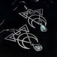 Geometric Triangle Moon Dangle Earrings in Labradorite w/ Implant Grade Surgical Steel Hooks