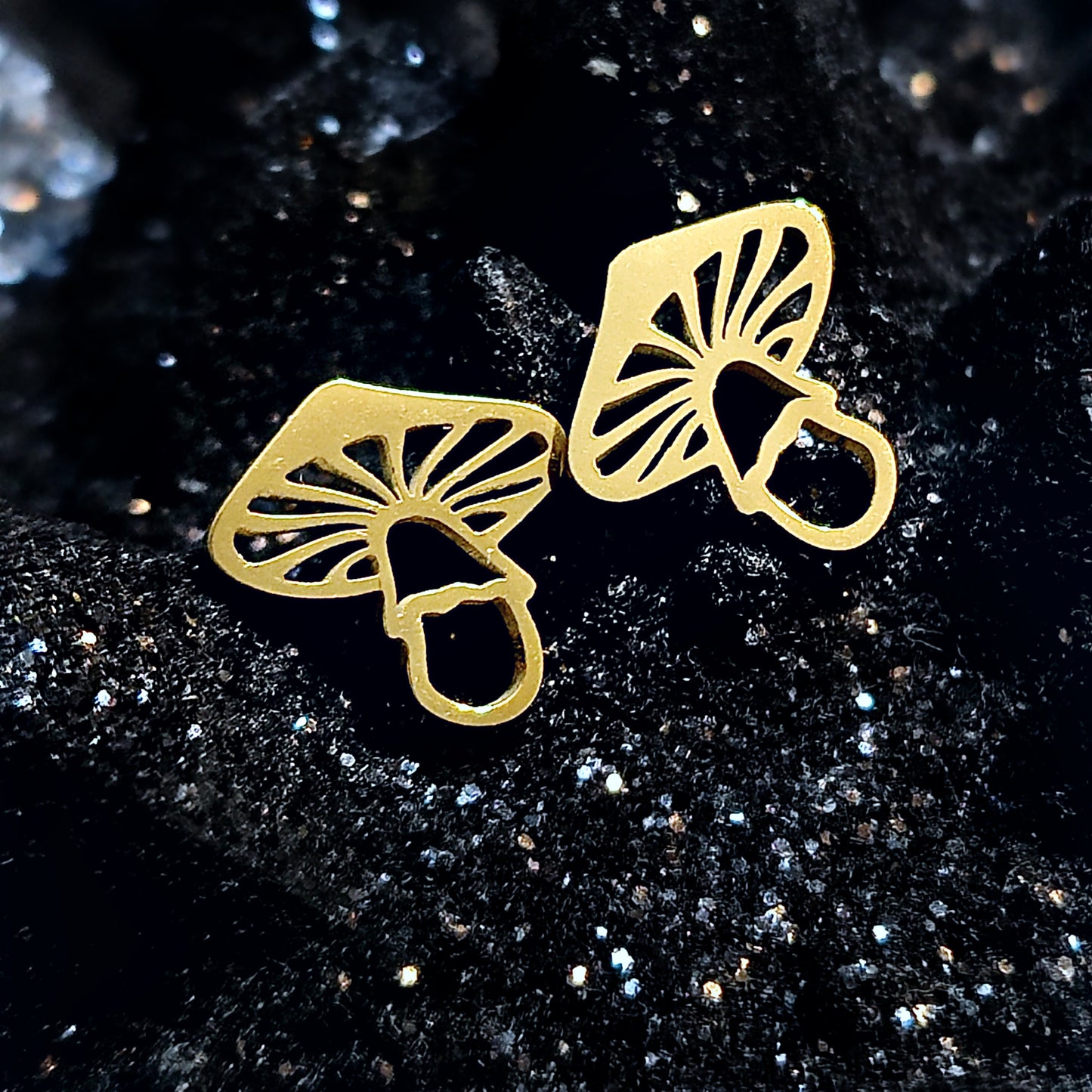 Dainty Mushroom Studs Made w/ 18k Gold Surgical Steel