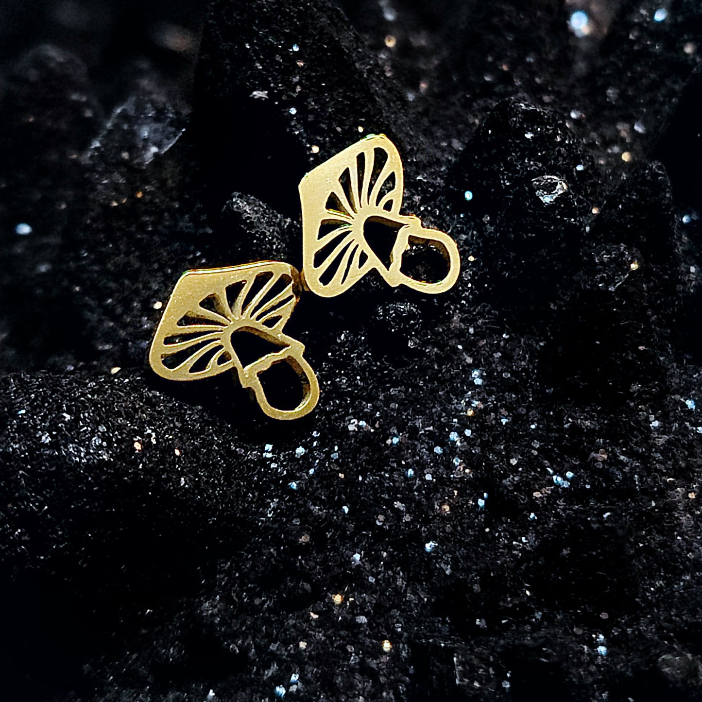 Dainty Mushroom Studs Made w/ 18k Gold Surgical Steel