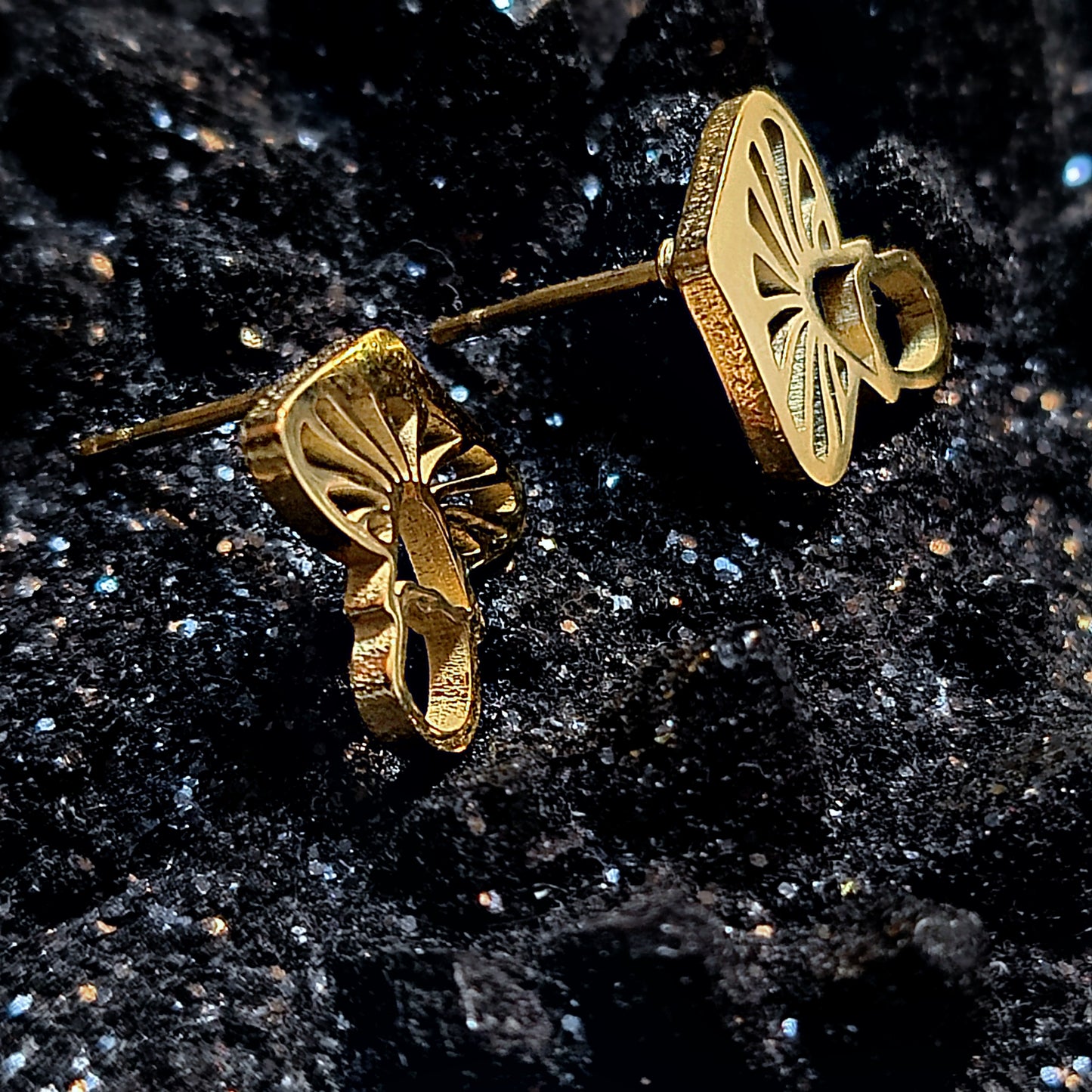 Dainty Mushroom Studs Made w/ 18k Gold Surgical Steel