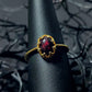 Black Fire Opal Oval Crown Ring w/ Adjustable Band (US SIZES 5-10)