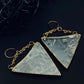 Clear Quartz Triangle Ear Weights in 24k Gold Plating w/ Implant Grade Surgical Steel Eye Hooks (21g)