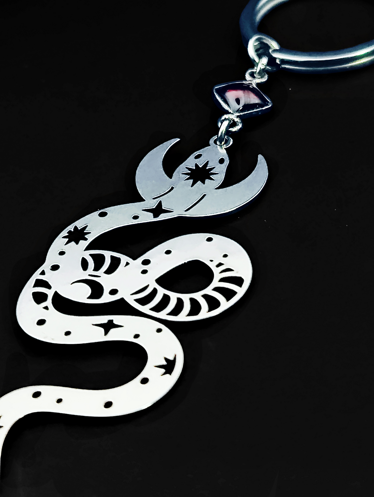 Witchy Snake Keychain in Garnet