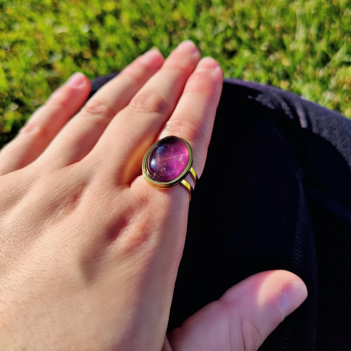 Garden Quartz Window Ring w/ Adjustable Band (US SIZES 5-9)