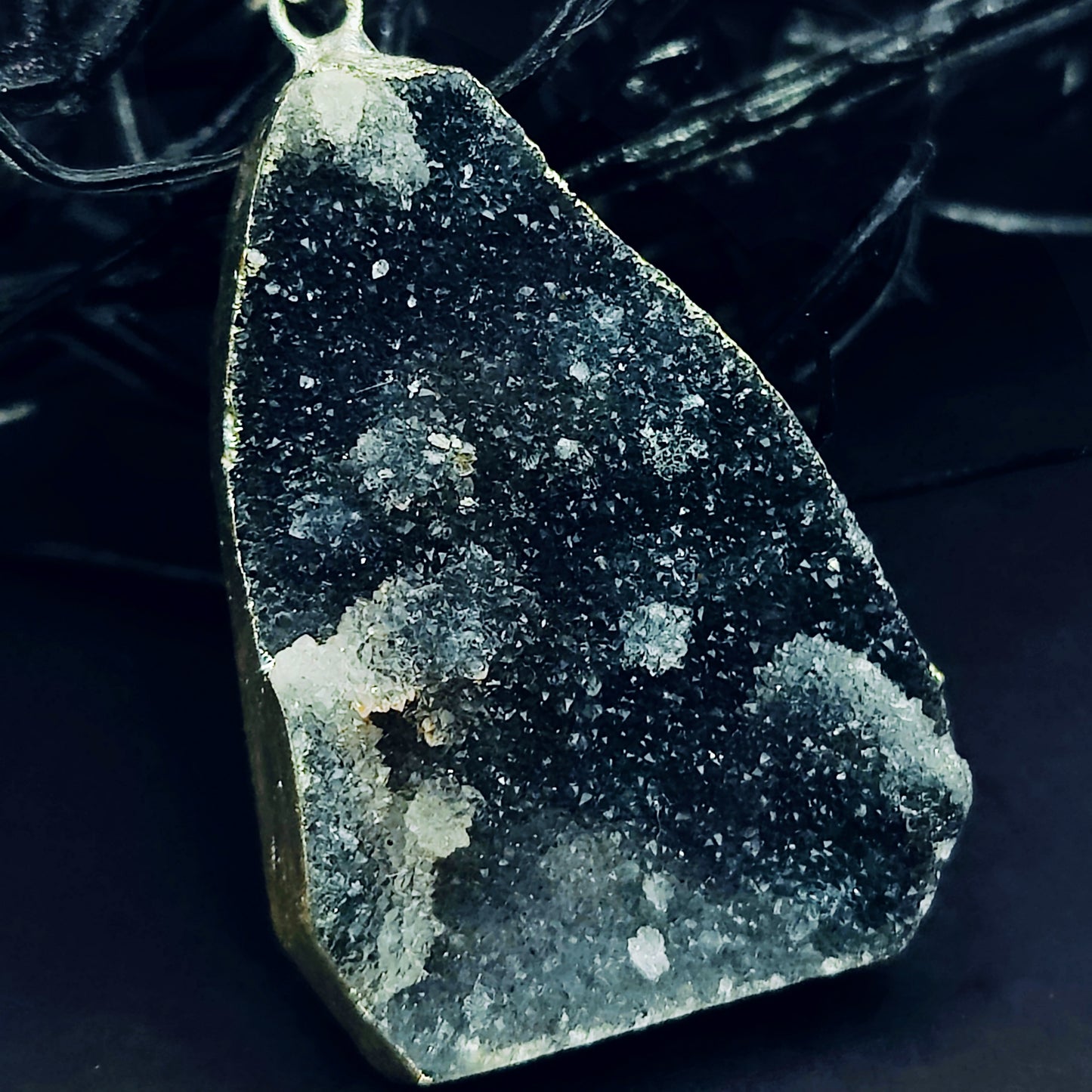 ***CLEARANCE*** Was $35.00 -NOW $20.00- Black Bubble Druzy Freeform Necklace, 20 inches Long