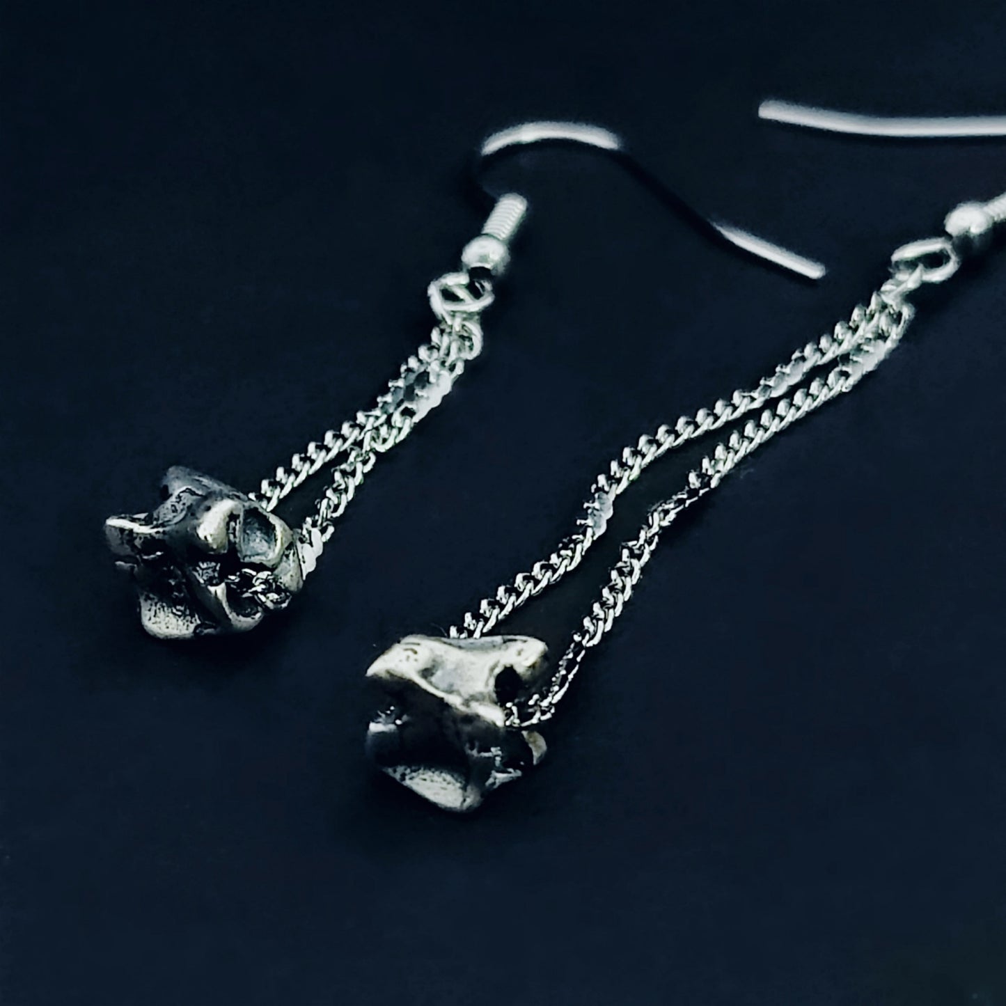 Asymmetrical Vertebrae Cast Earrings w/ Implant Grade Surgical Steel Hooks