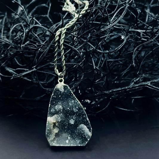 ***CLEARANCE*** Was $35.00 -NOW $20.00- Black Bubble Druzy Freeform Necklace, 20 inches Long