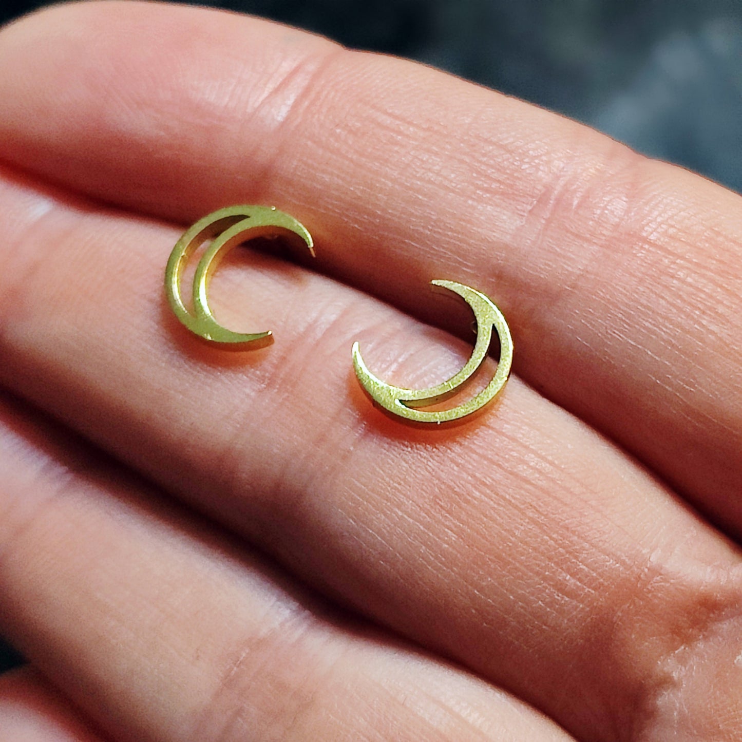 Dainty Crescent Moon Studs Made w/ 18k Gold Surgical Steel