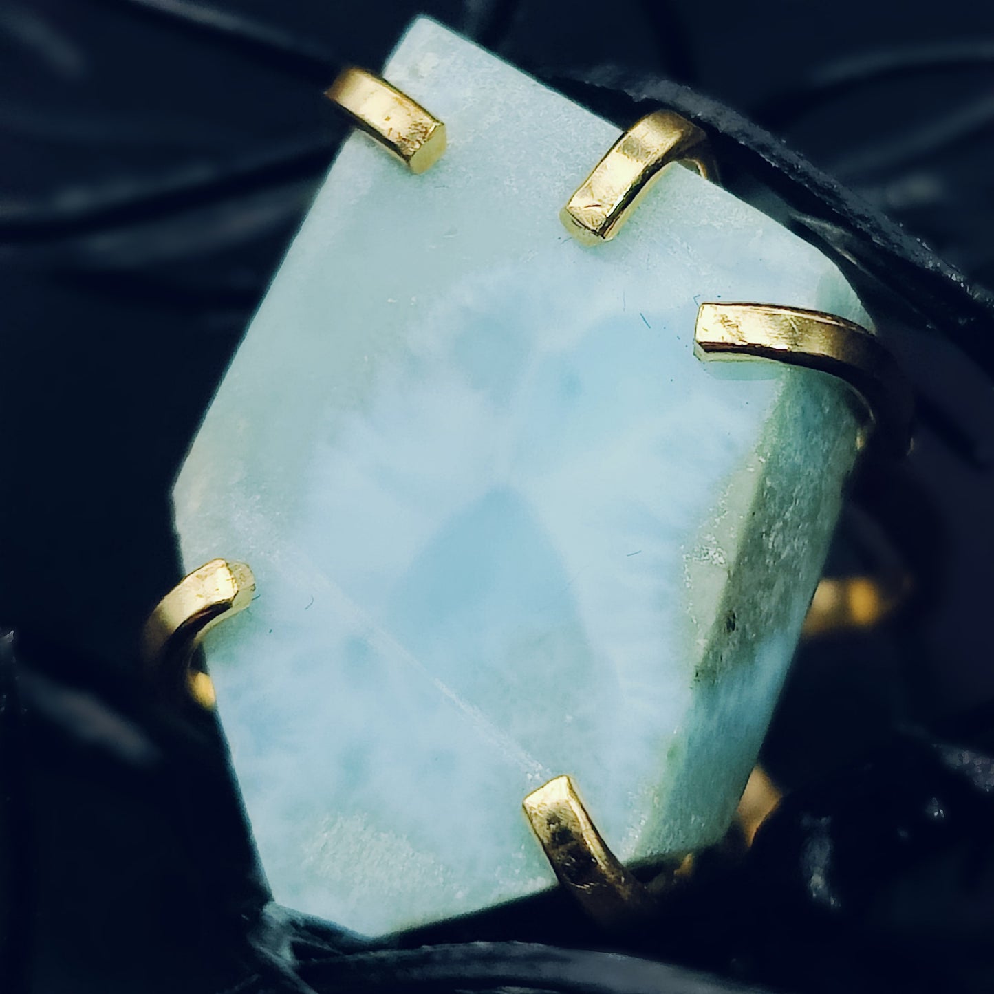 SHOPIFY EXCLUSIVE: Larimar Statement Cocktail Arc Ring in 24k Gold Plating w/ Adjustable Band (US SIZES 8-12)