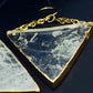 Clear Quartz Triangle Ear Weights in 24k Gold Plating w/ Implant Grade Surgical Steel Eye Hooks (21g)