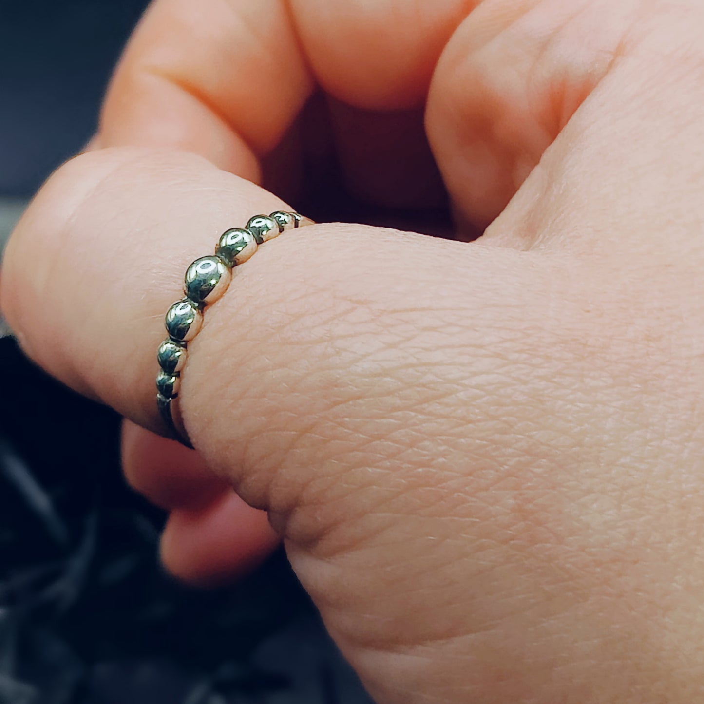 Stacked Bead Ring in Sterling Silver (US SIZE 8)