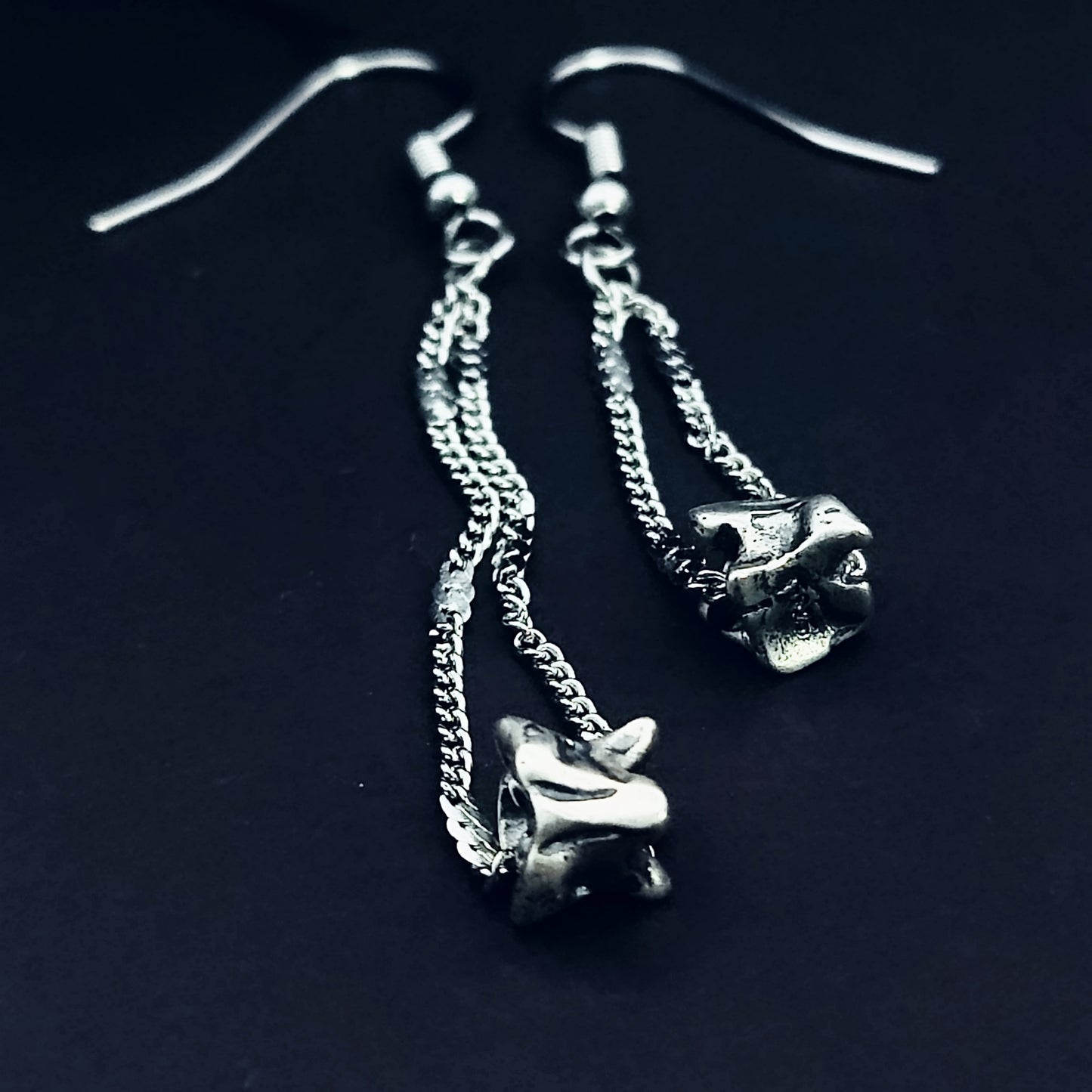 Asymmetrical Vertebrae Cast Earrings w/ Implant Grade Surgical Steel Hooks