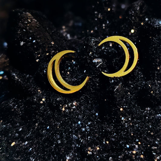 Dainty Crescent Moon Studs Made w/ 18k Gold Surgical Steel