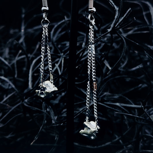 Asymmetrical Vertebrae Cast Earrings w/ Implant Grade Surgical Steel Hooks