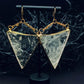 Clear Quartz Triangle Ear Weights in 24k Gold Plating w/ Implant Grade Surgical Steel Eye Hooks (21g)