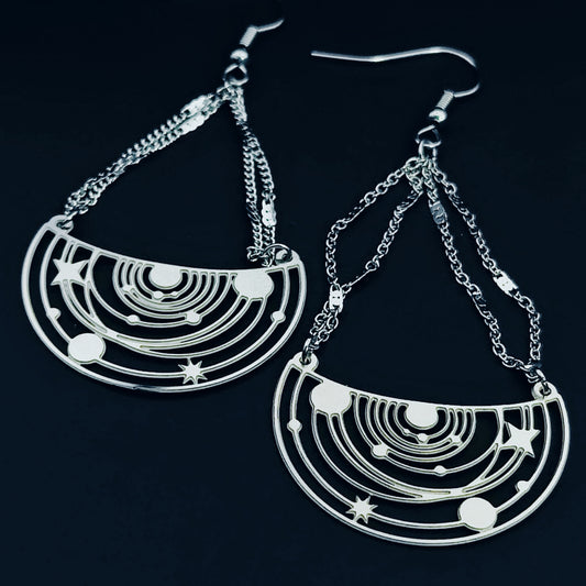 "Black Eye Galaxy" Dangle Earrings w/ Implant Grade Surgical Steel Hooks