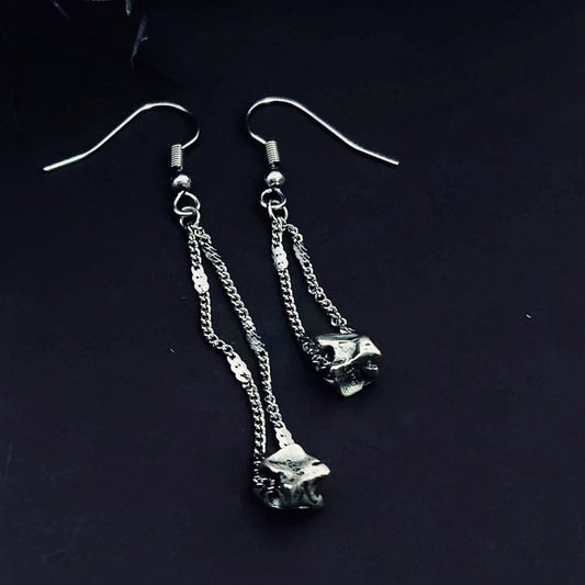 Asymmetrical Vertebrae Cast Earrings w/ Implant Grade Surgical Steel Hooks