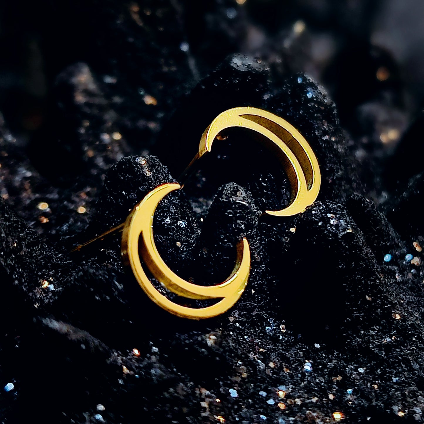 Dainty Crescent Moon Studs Made w/ 18k Gold Surgical Steel