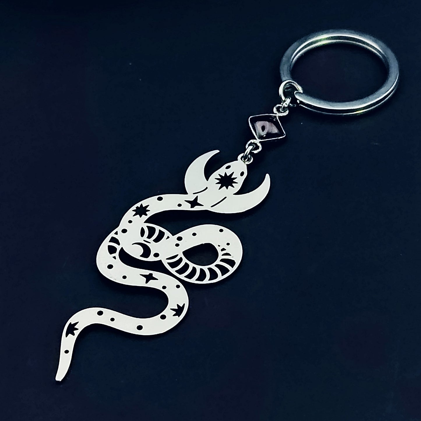 Witchy Snake Keychain in Garnet