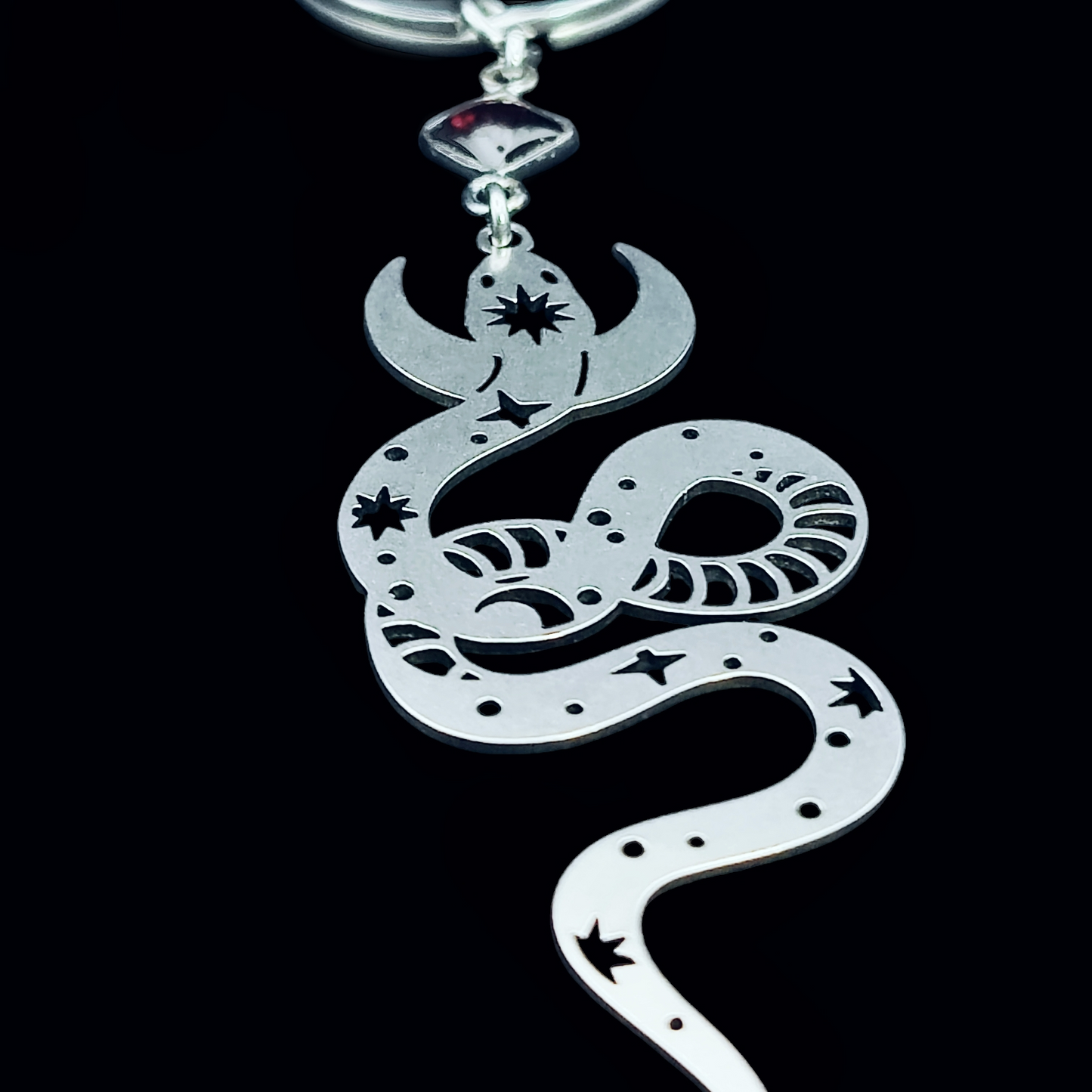 Witchy Snake Keychain in Garnet