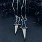 *THE BARRED BERMUDA TRIANGLE* Necklace in Rose Quartz or Rhodochrosite, 16 inches Long