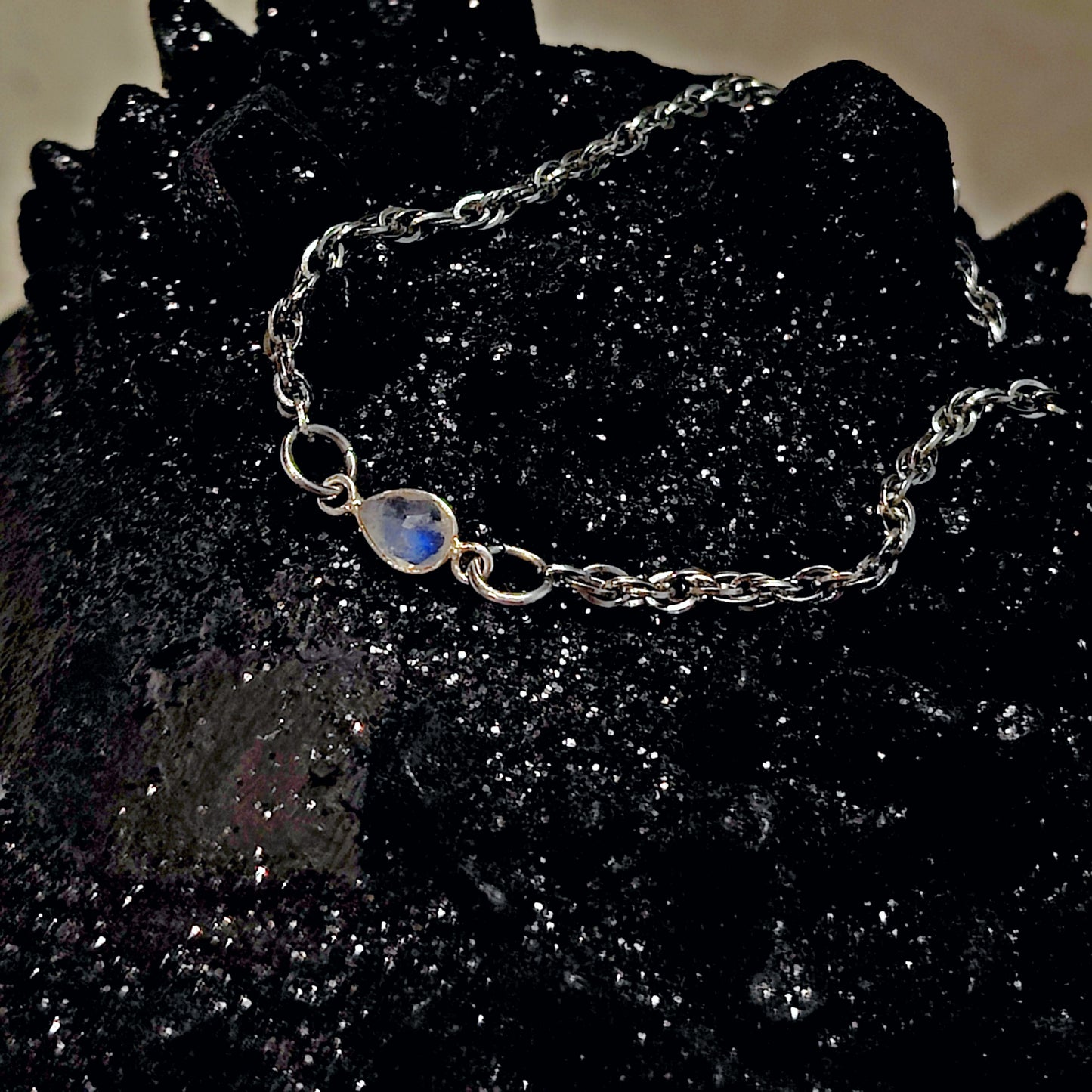 *THE ICELYN* Dainty Sparkling Bracelet w/ Rainbow Moonstone