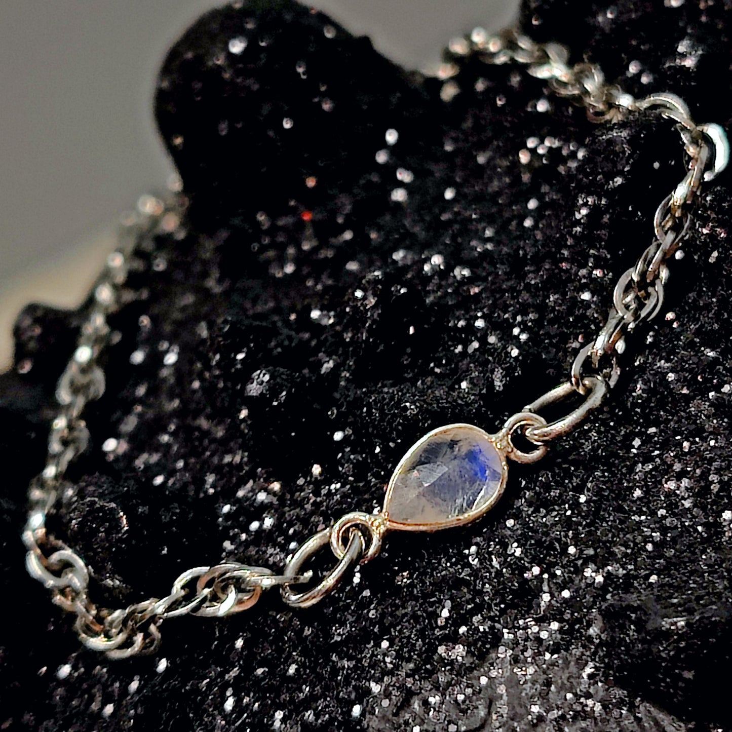 *THE ICELYN* Dainty Sparkling Bracelet w/ Rainbow Moonstone