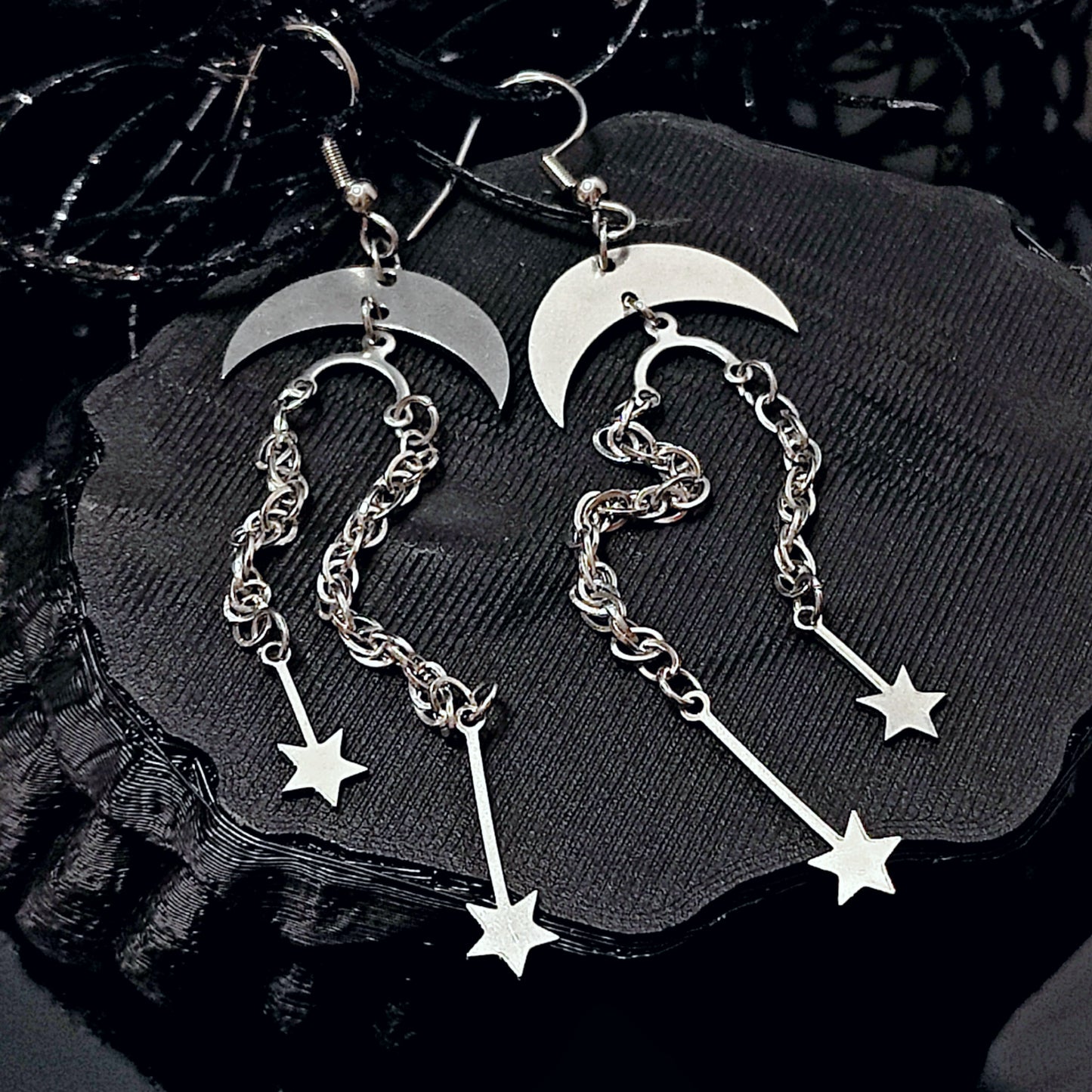 Sparkling Celestial Dangle Earrings w/ Implant Grade Surgical Steel Hooks