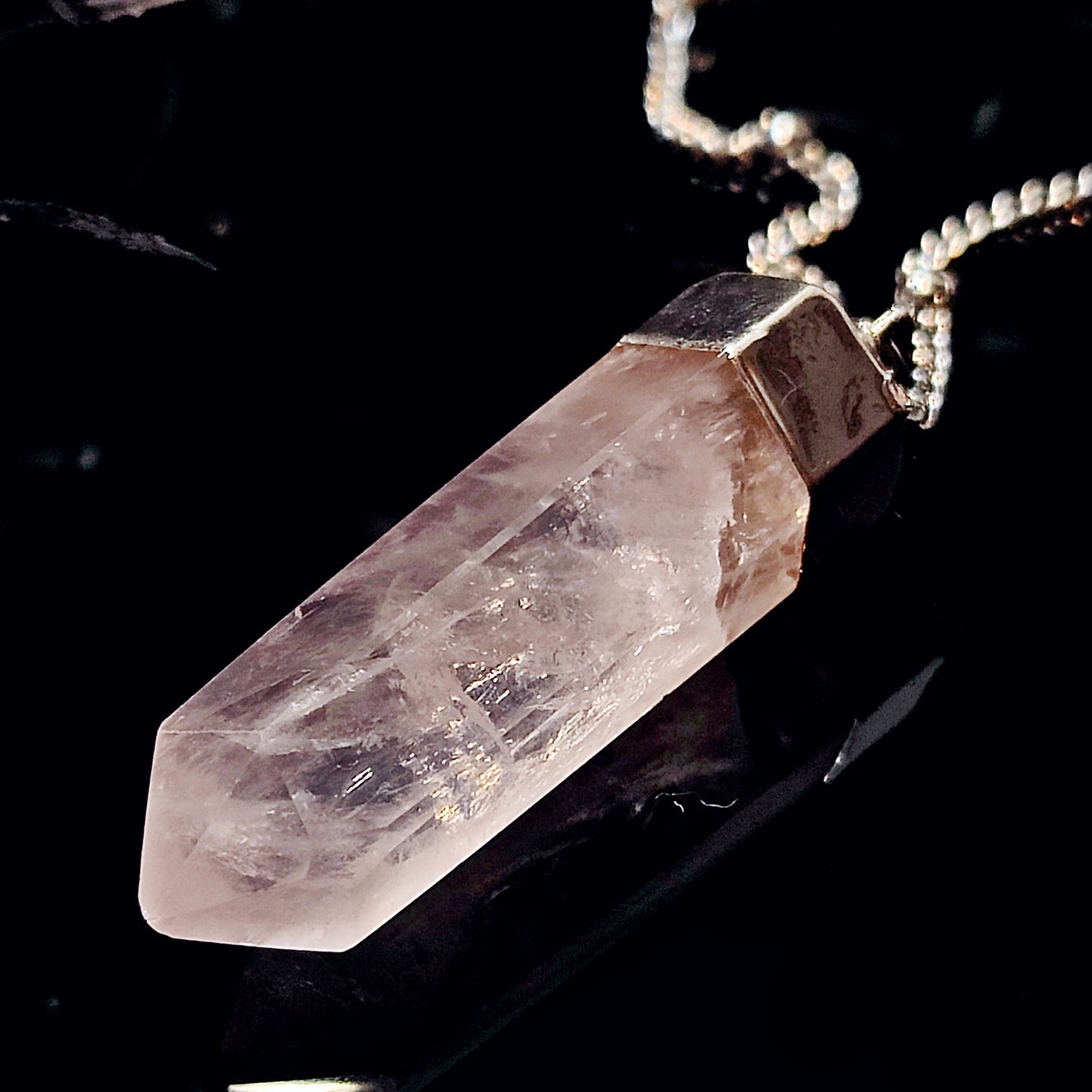 ***CLEARANCE**** Was $45.00 -NOW $30.00- Single Terminated Rose Quartz Necklace, 16 inches