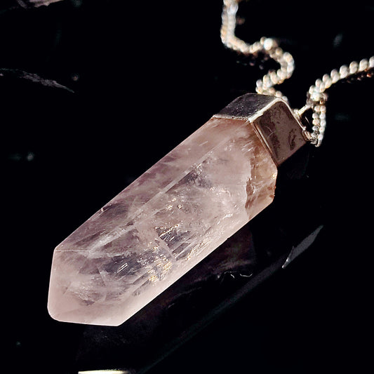 ***CLEARANCE**** Was $45.00 -NOW $30.00- Single Terminated Rose Quartz Necklace, 16 inches