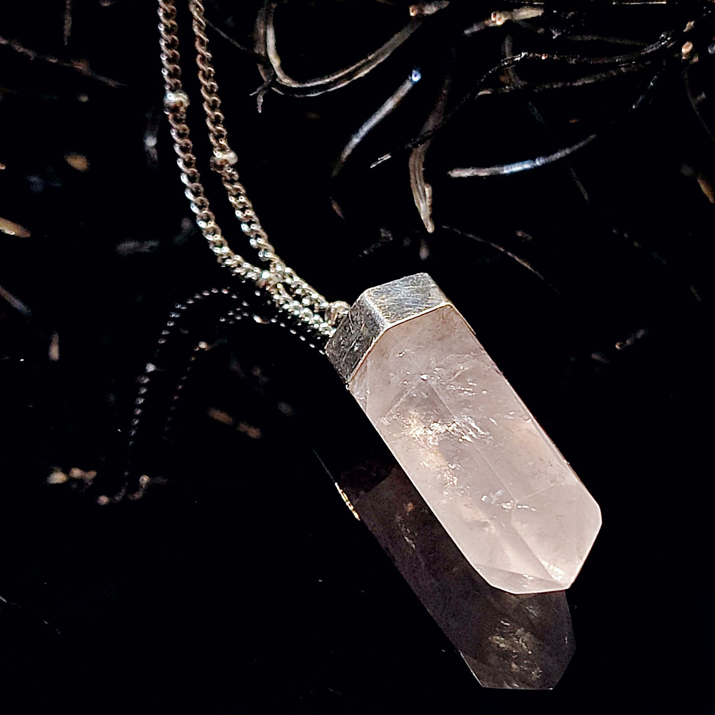 ***CLEARANCE**** Was $45.00 -NOW $30.00- Single Terminated Rose Quartz Necklace, 16 inches