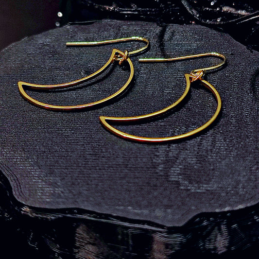 LIGHTWEIGHT Hollow Moon Earrings in Gold w/ 18k Gold Surgical Steel Hooks