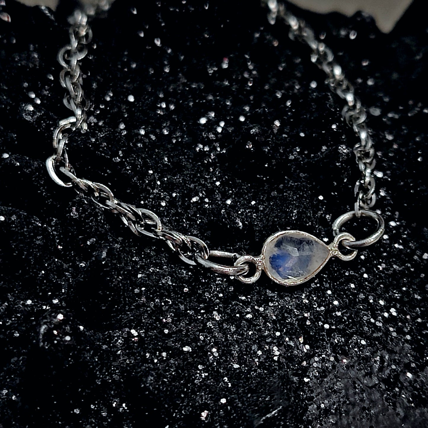 *THE ICELYN* Dainty Sparkling Bracelet w/ Rainbow Moonstone